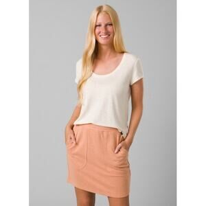 prAna Pull Elastic Waist Cozy Up Mini Sport Skirt Coral Orange Women's Medium